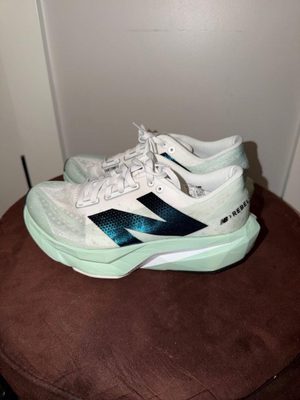 New Balance Women's Mint Green & White Running Shoes with Teal Logo